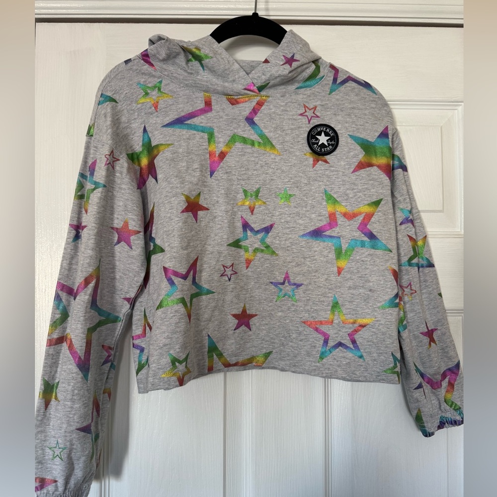 Converse Gray Hoodie with Rainbow Stars